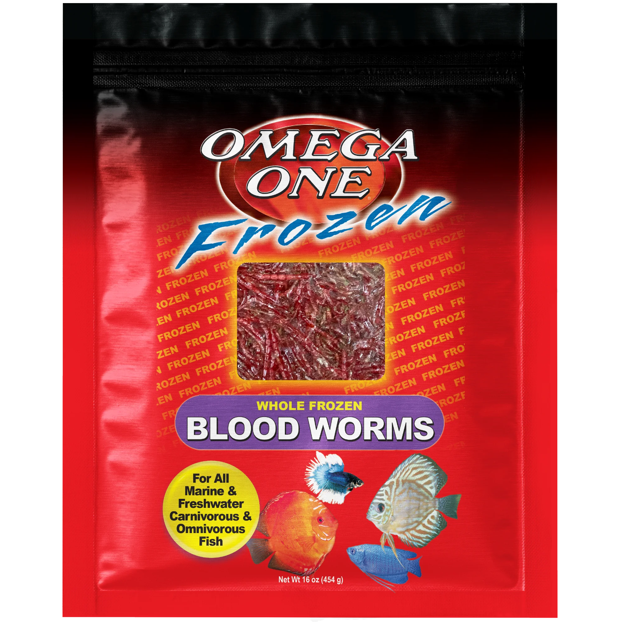 Omega One Whole Frozen Bloodworm Fish Food 16 oz SD-5