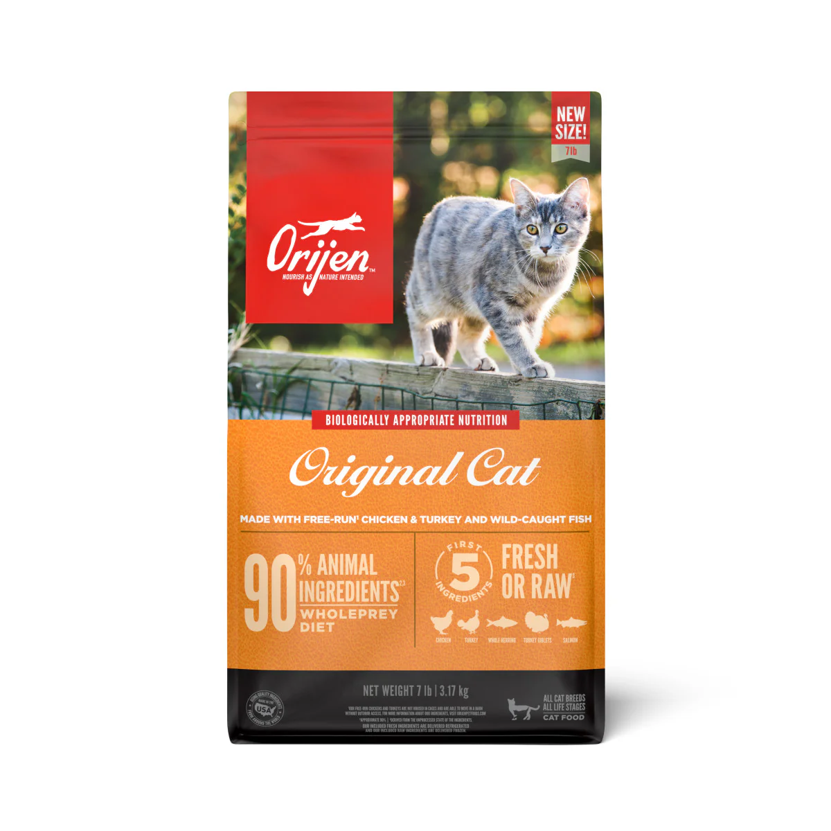 Orijen Original Grain Free Fresh or Raw Dry Cat Food Chicken, Turkey & Fish 7 lb