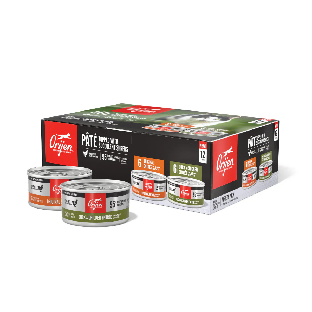 Orijen Pâté w/Shreds Canned Cat Food Variety Pack (Original & Duck/Chicken) 2ea/3 oz
