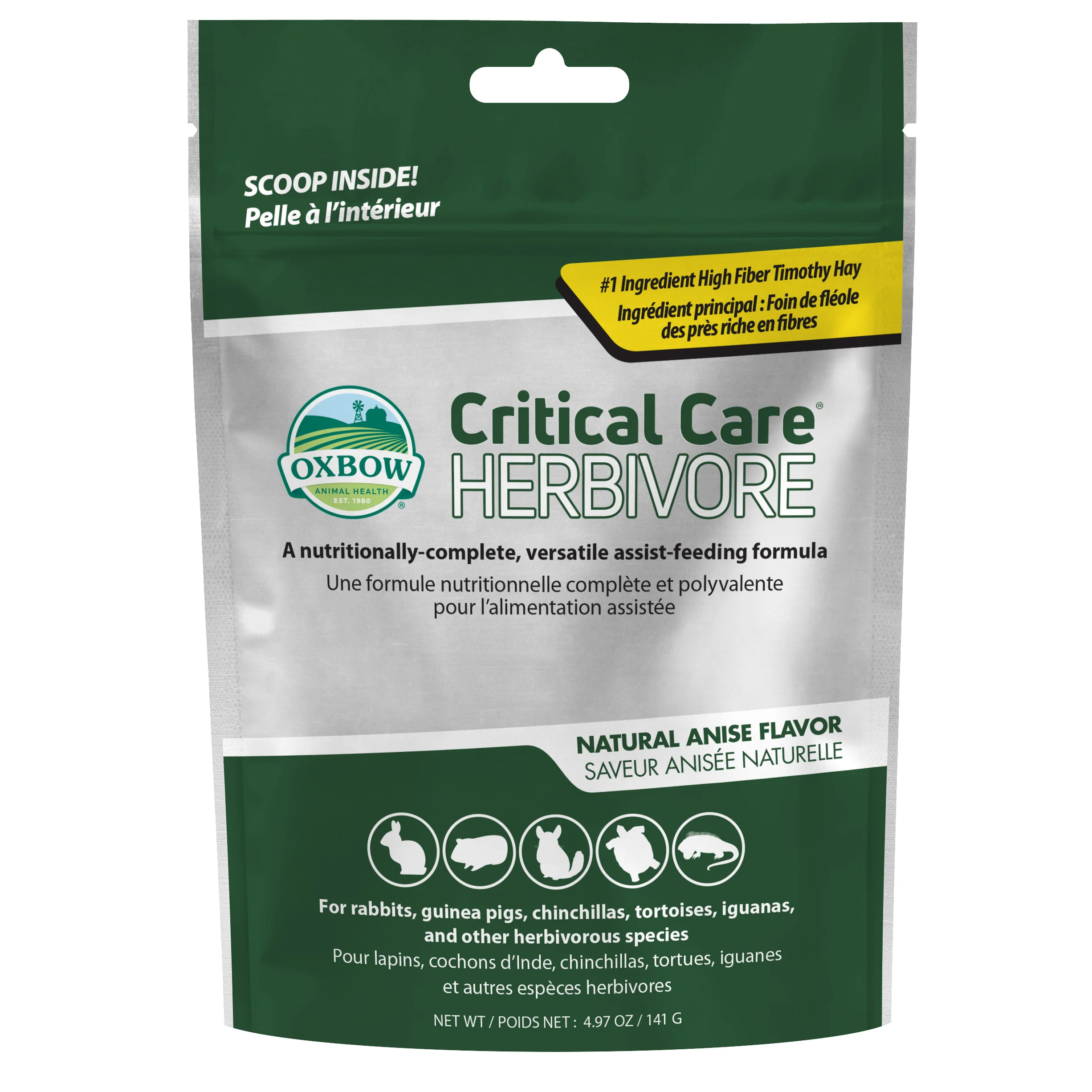 Oxbow Animal Health Critical Care Herbivore Feeding Formula 141g Anise 4.97 oz