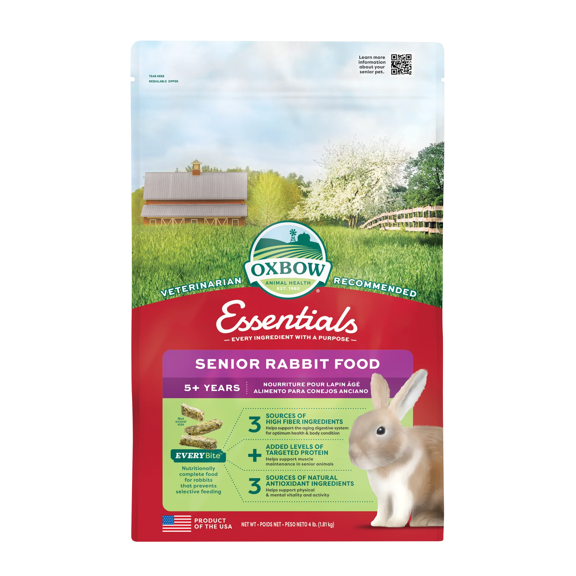 Oxbow Animal Health Essentials Senior Rabbit Food 4 lb