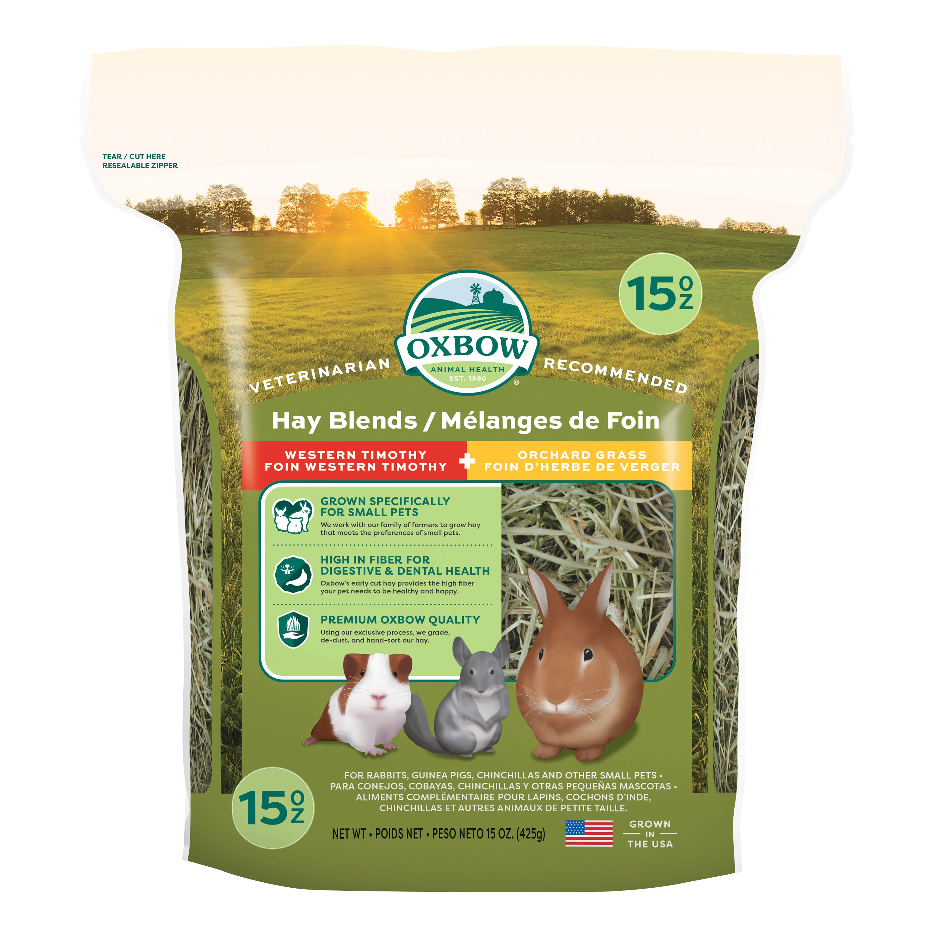 Oxbow Animal Health Hay Blends Western Timothy & Orchard Grass Hay Blends 15 oz