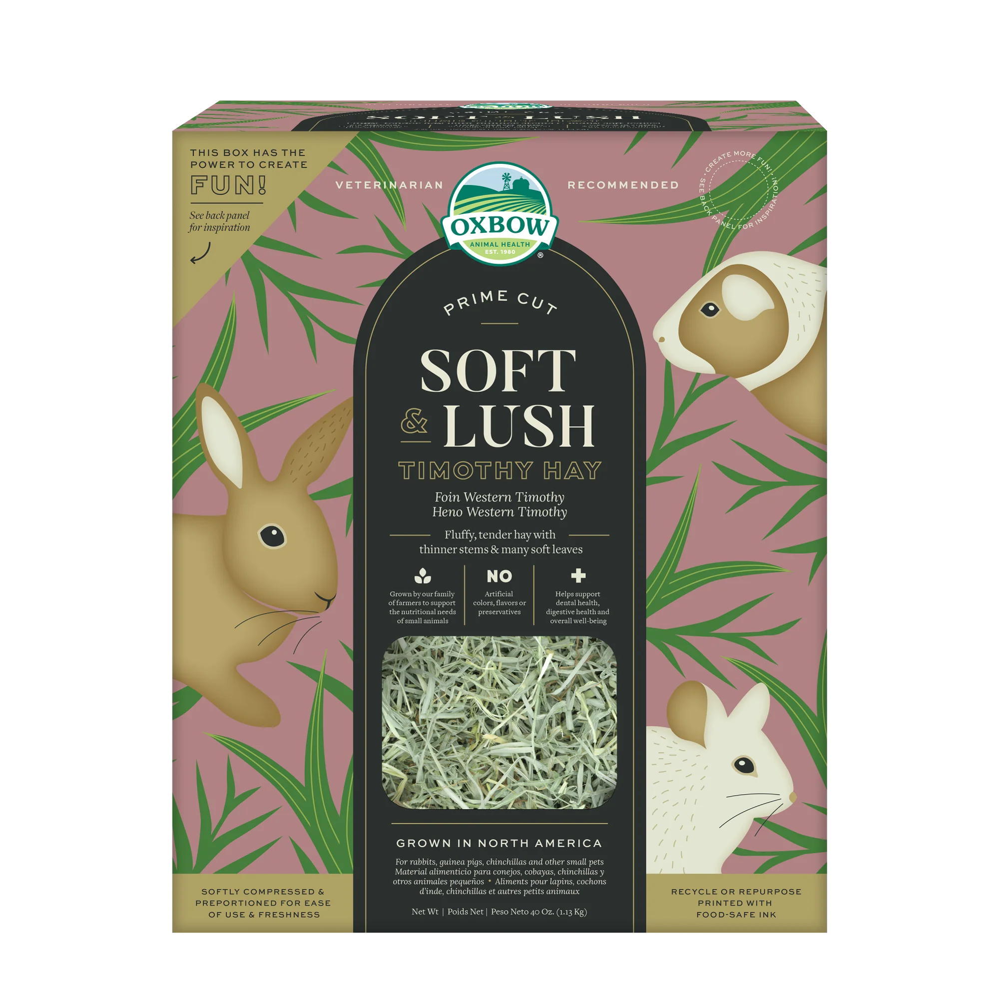 Oxbow Animal Health Prime Cut Soft & Lush Timothy Hay Small Animal Treat 40 oz