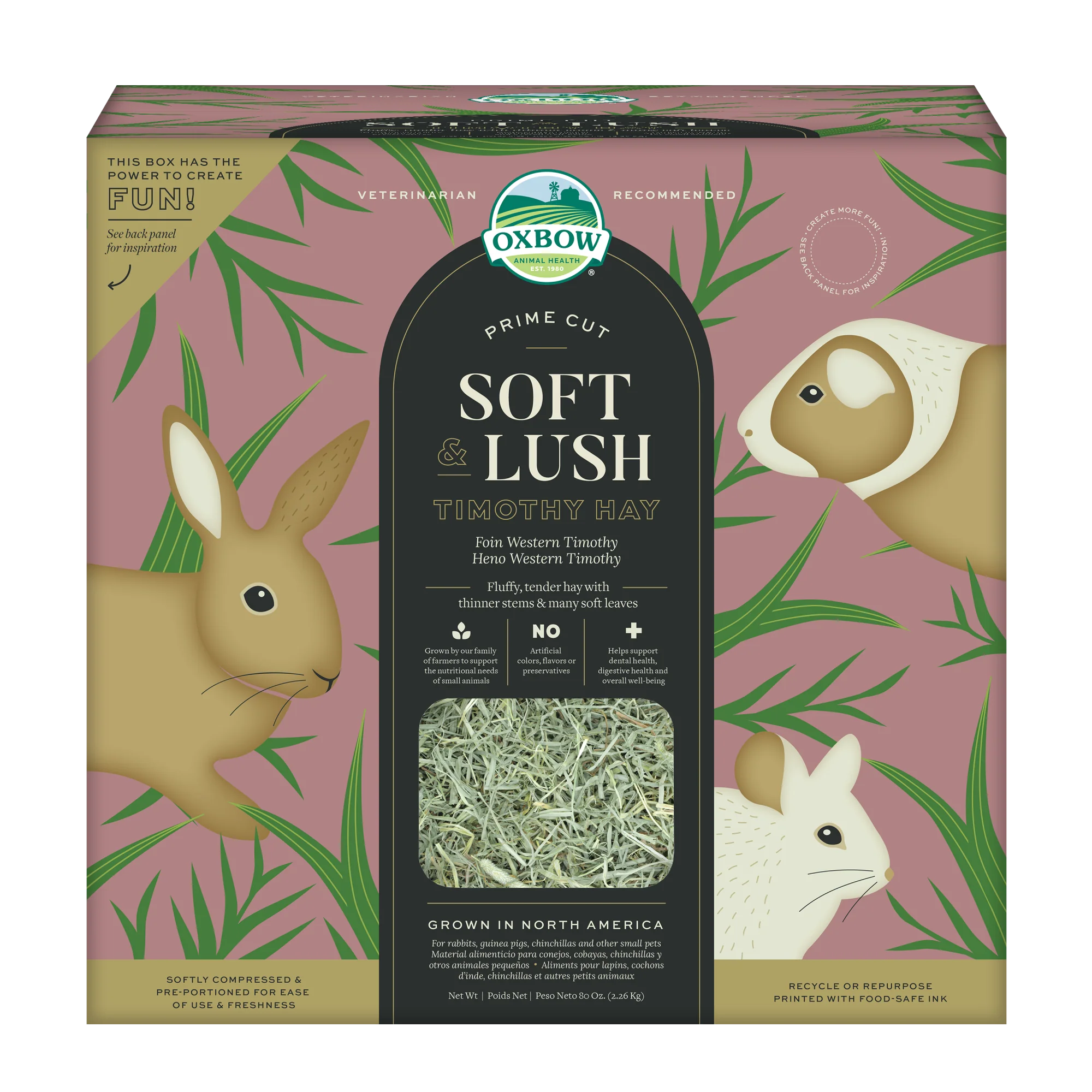Oxbow Animal Health Prime Cut Soft & Lush Timothy Hay Small Animal Treat 80 oz