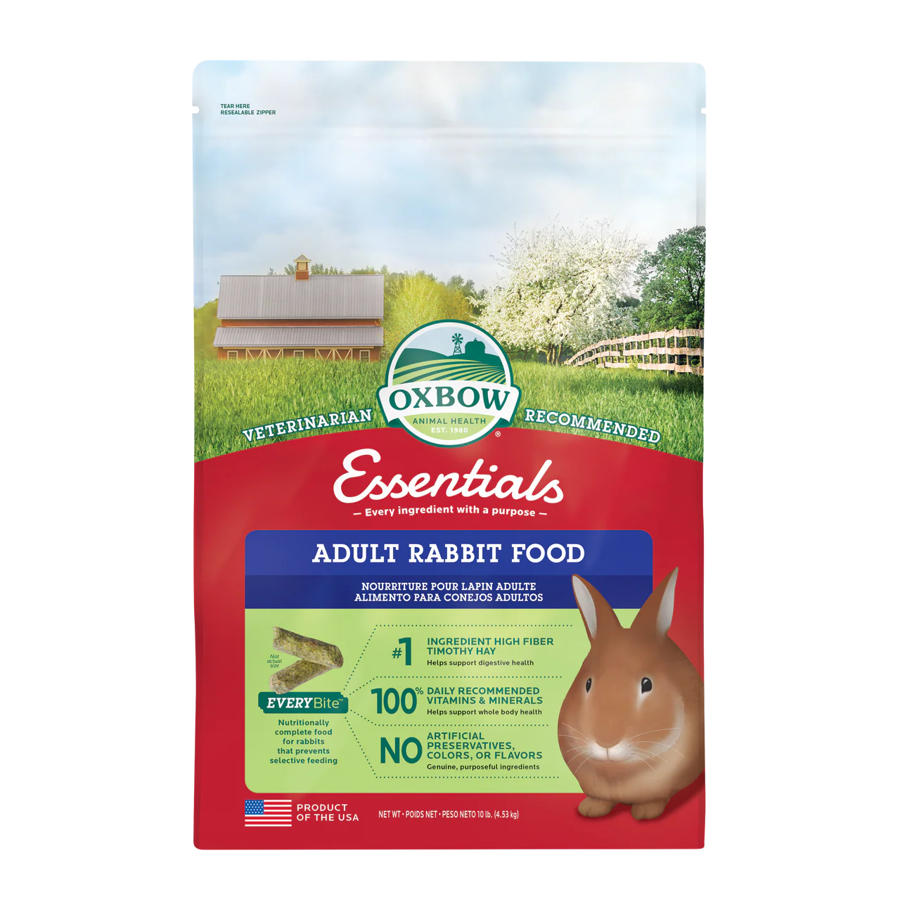 Oxbow Animal Health Essentials Adult Rabbit Food 10lb
