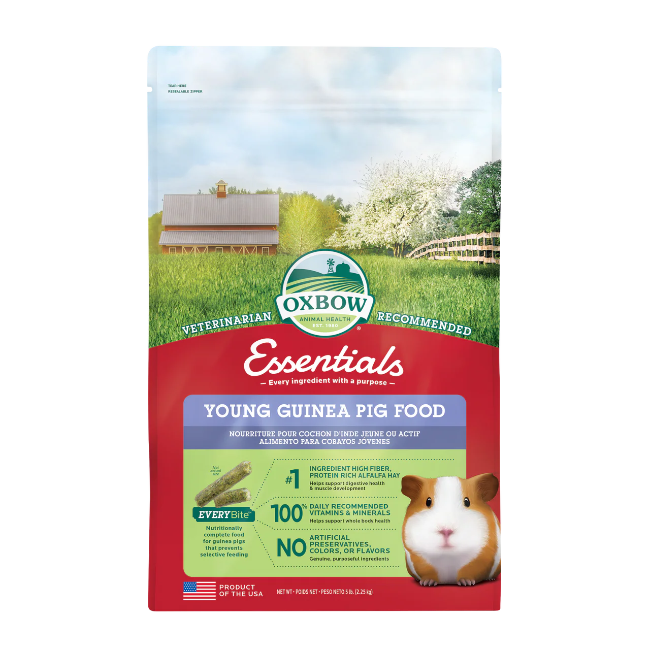 Oxbow Animal Health Essentials Young Guinea Pig Food 5lb