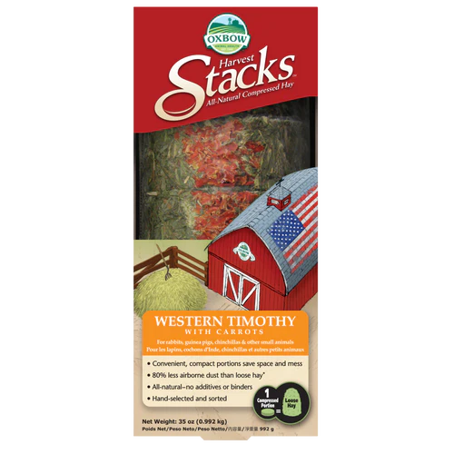 Oxbow Animal Health Harvest Stacks Western Timothy Hay & Carrot Small Animal Treat 35oz - Image 2
