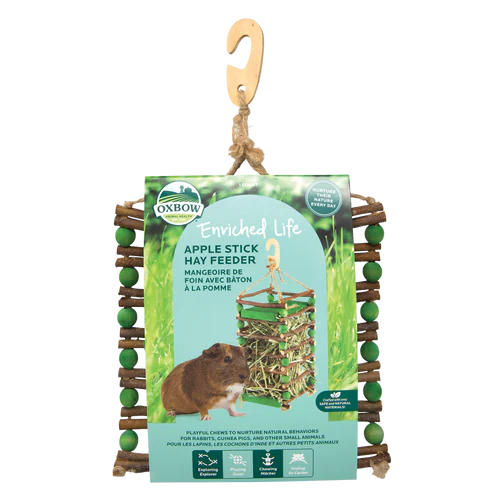 Oxbow Animal Health Enriched Life Apple Stick Hay Feeder Small Animal Toy Brown/Green One Size - Image 2