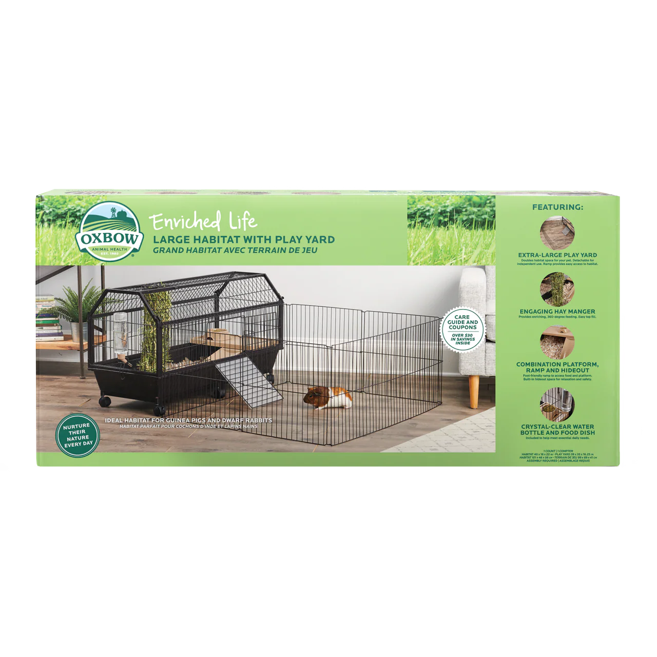 Oxbow Animal Health Enriched Life Small Animal Habitat w/Play Yard LG