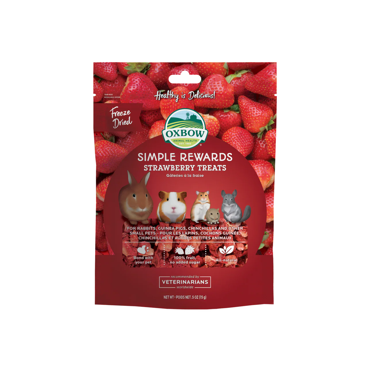 Oxbow Animal Health Simple Rewards Freeze Dried Strawberry Small Animal Treats .5oz