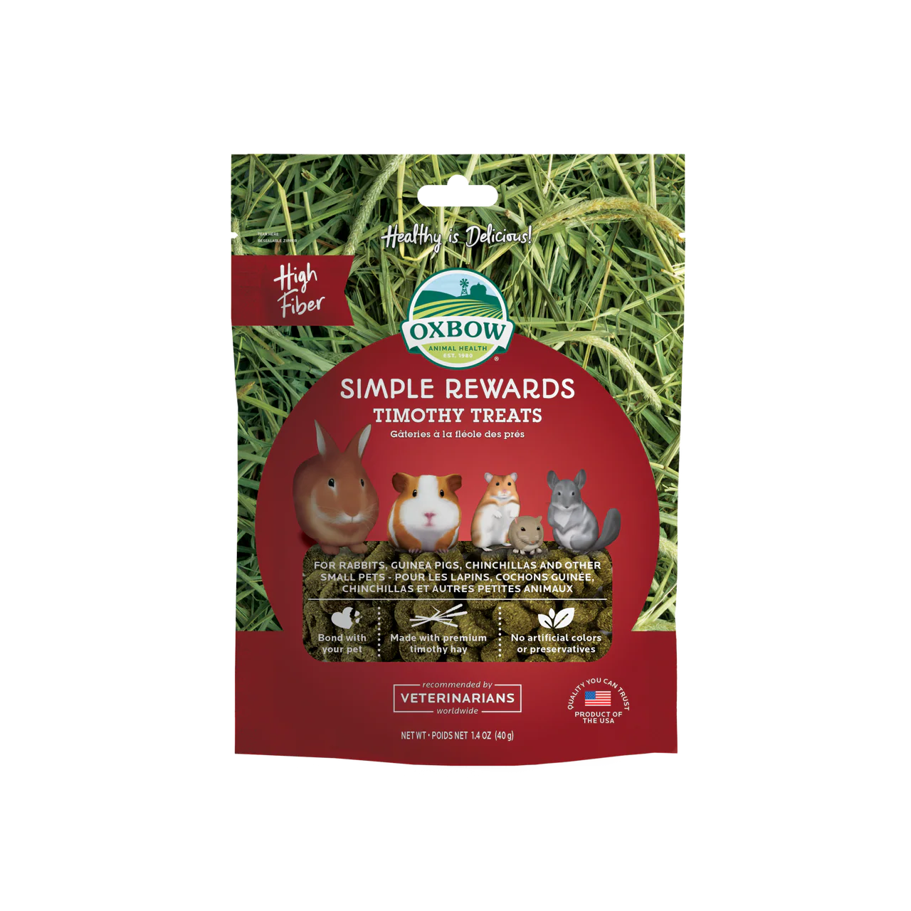 Oxbow Animal Health Simple Rewards High Fiber Timothy Small Animal Treats 1.4oz
