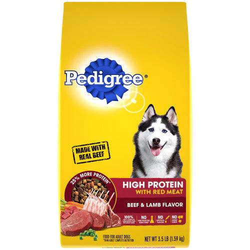 Pedigree High Protein Adult Dry Dog Food w/Red Meat Beef & Lamb 3.5lb - Image 2