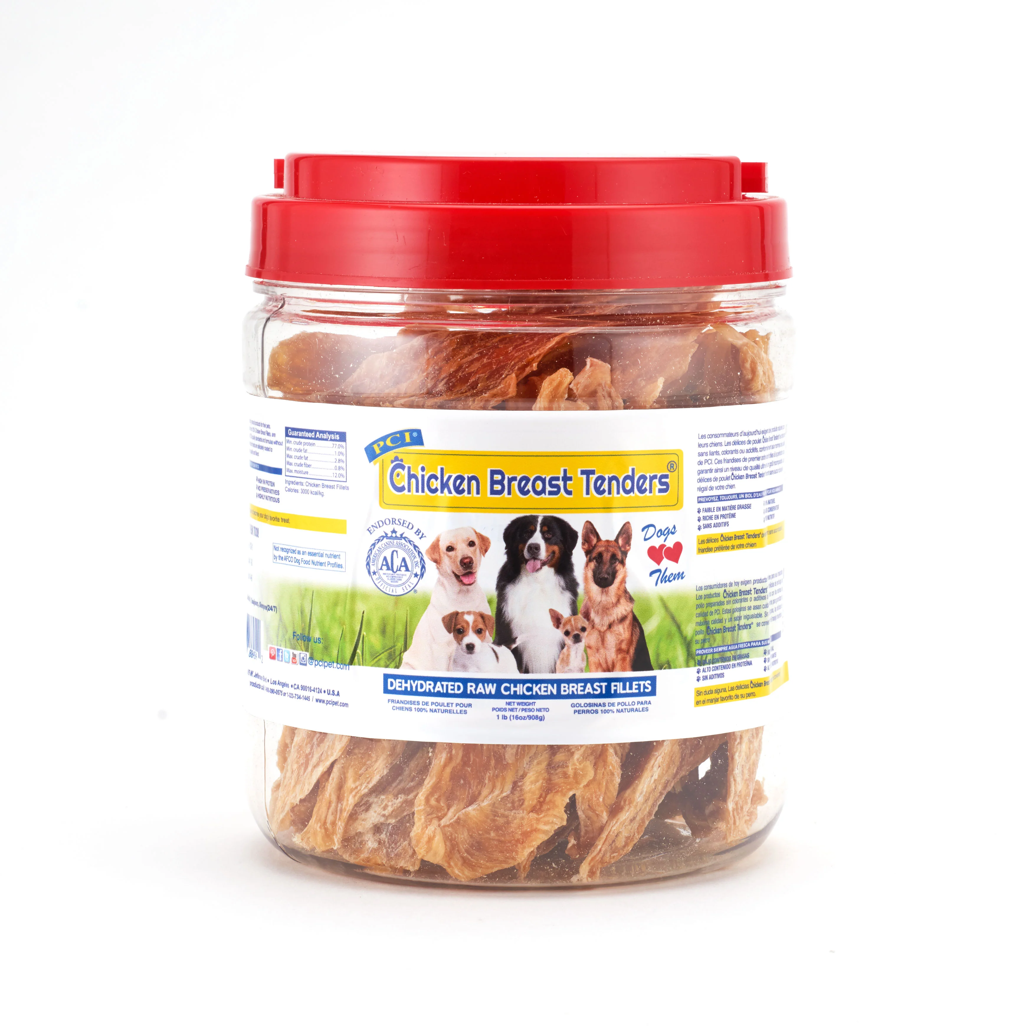 Pet Center Chicken Breast Tenders Dog Treat Canister 1 lb