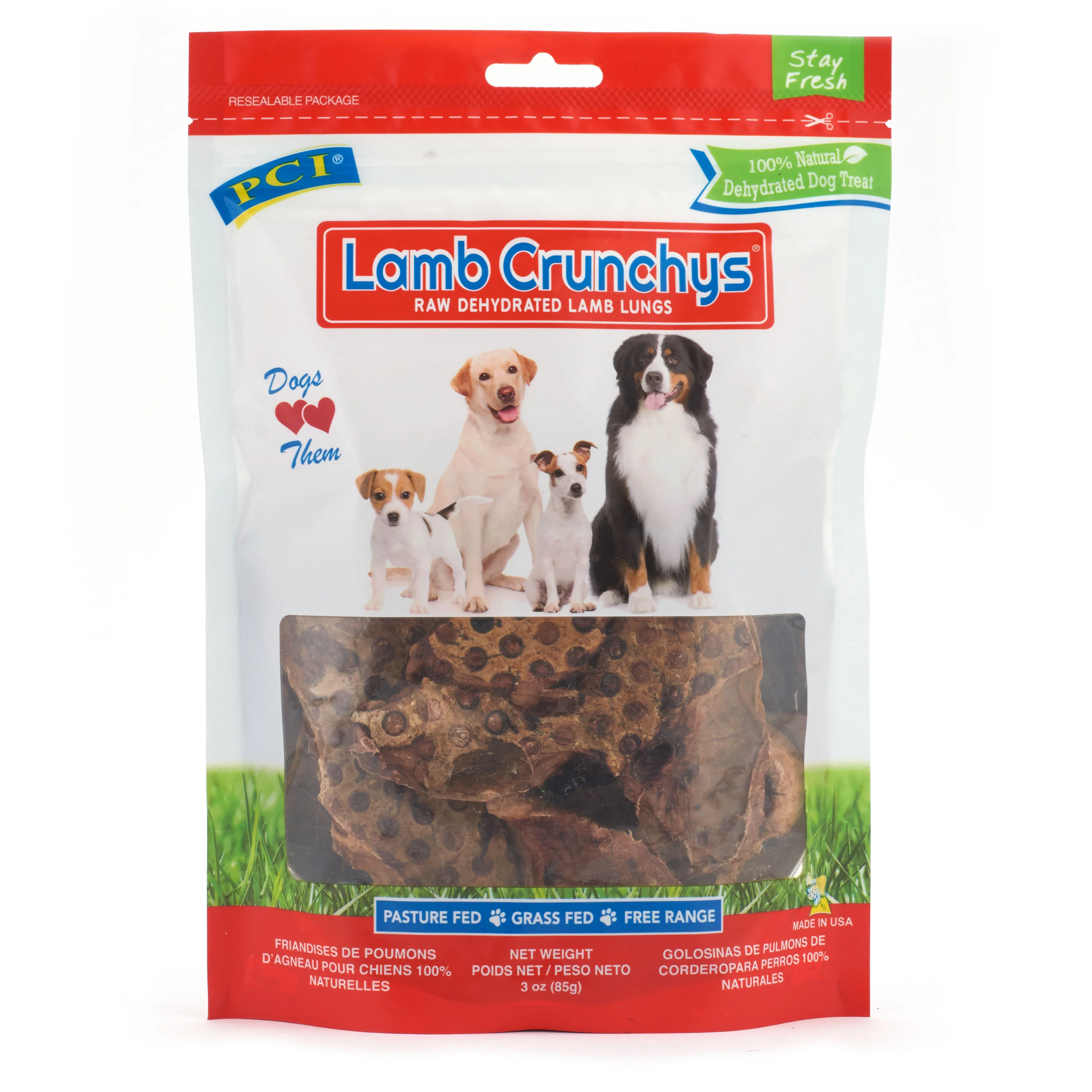 Pet Center Lamb Crunchys Dog Treat Lamb Lung 3 oz