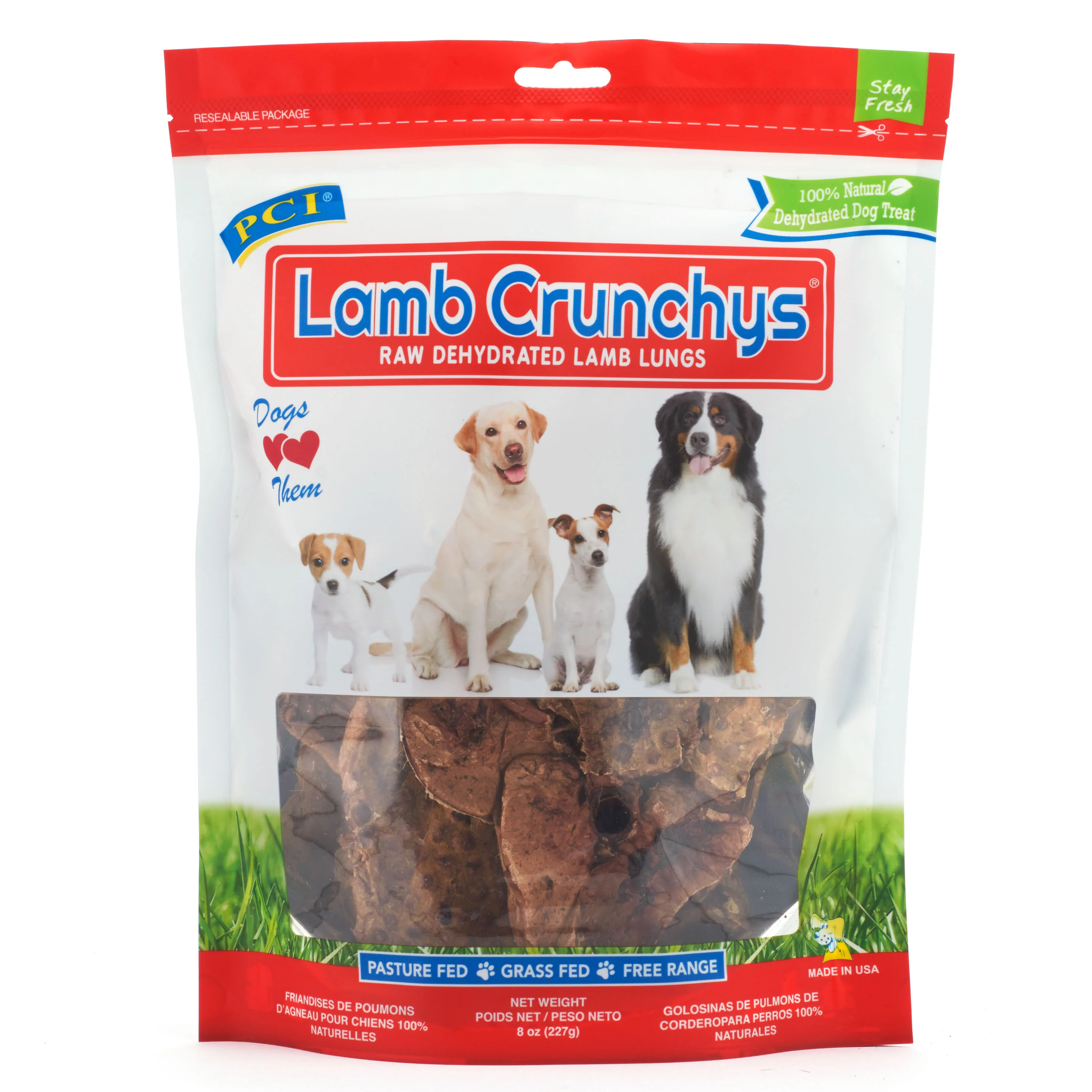 Pet Center Lamb Crunchys Dog Treat Lamb Lung 8 oz