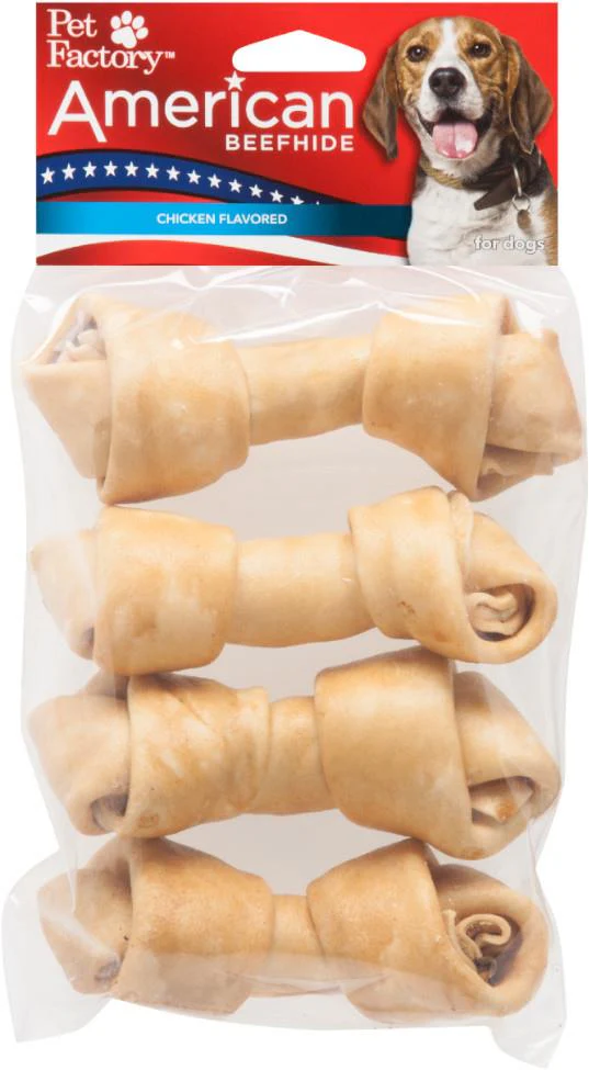 Pet Factory American Beefhide Chicken Flavored Bones 4-5" 4 pack 949181 - Image 2