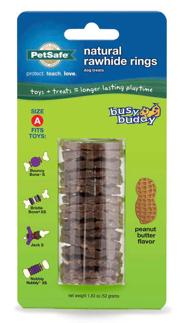 Busy Buddy Natural Rawhide Rings Peanut Butter SM Size A - Image 2