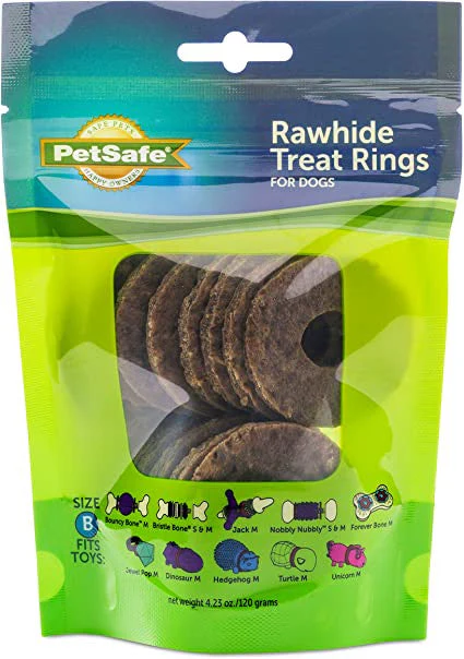 Busy Buddy Natural Rawhide Rings Peanut Butter MD Size B - Image 2