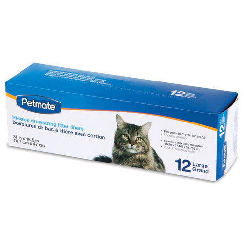 Petmate Hi-Back Drawstring Litter Pan Liners Clear 12ct LG - Image 2