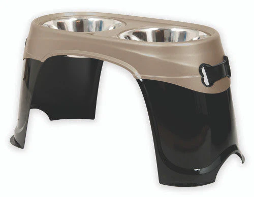 Petmate Easy Reach Diner Feeder Black/Pearl/Tan XL 14.5in - Image 2
