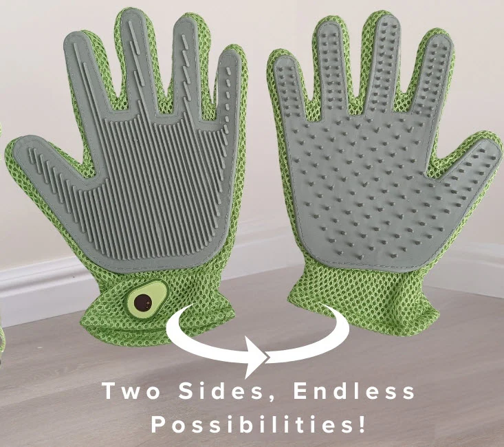 PetPals Grooming Glove Green & Gray