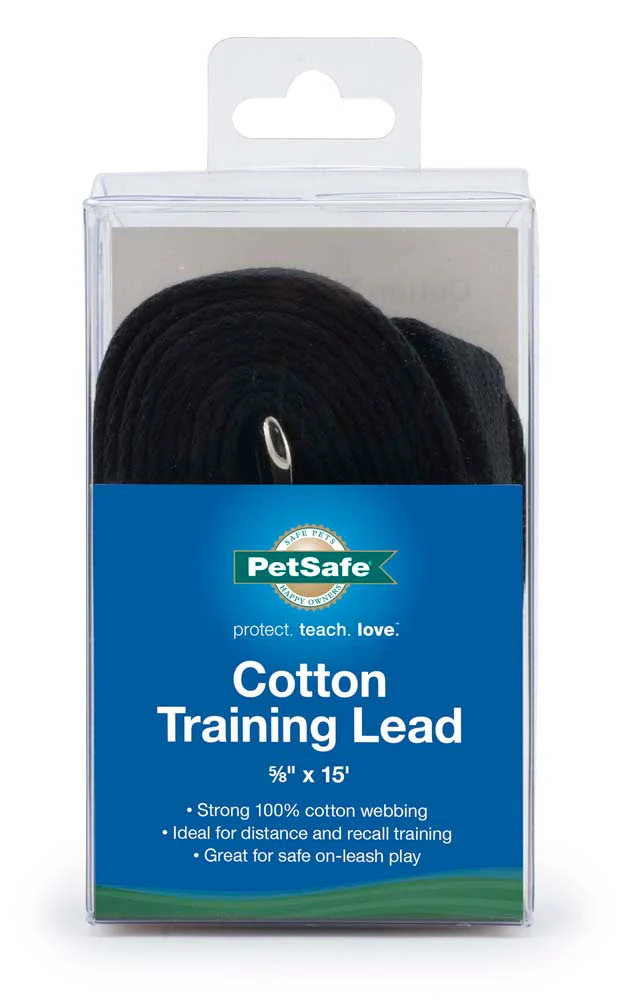 PetSafe Cotton Training Leash Black 5/8 in x 15 ft