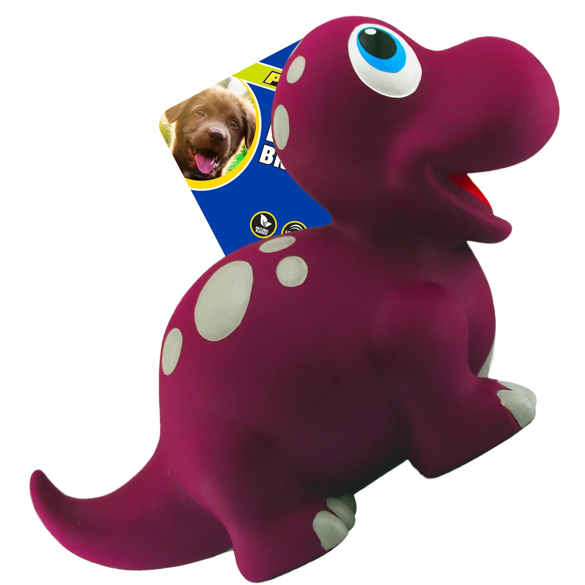 Petsport USA NaturFlex Dinosaur Latex Dog Toy Brontosaurus 9 in, Large