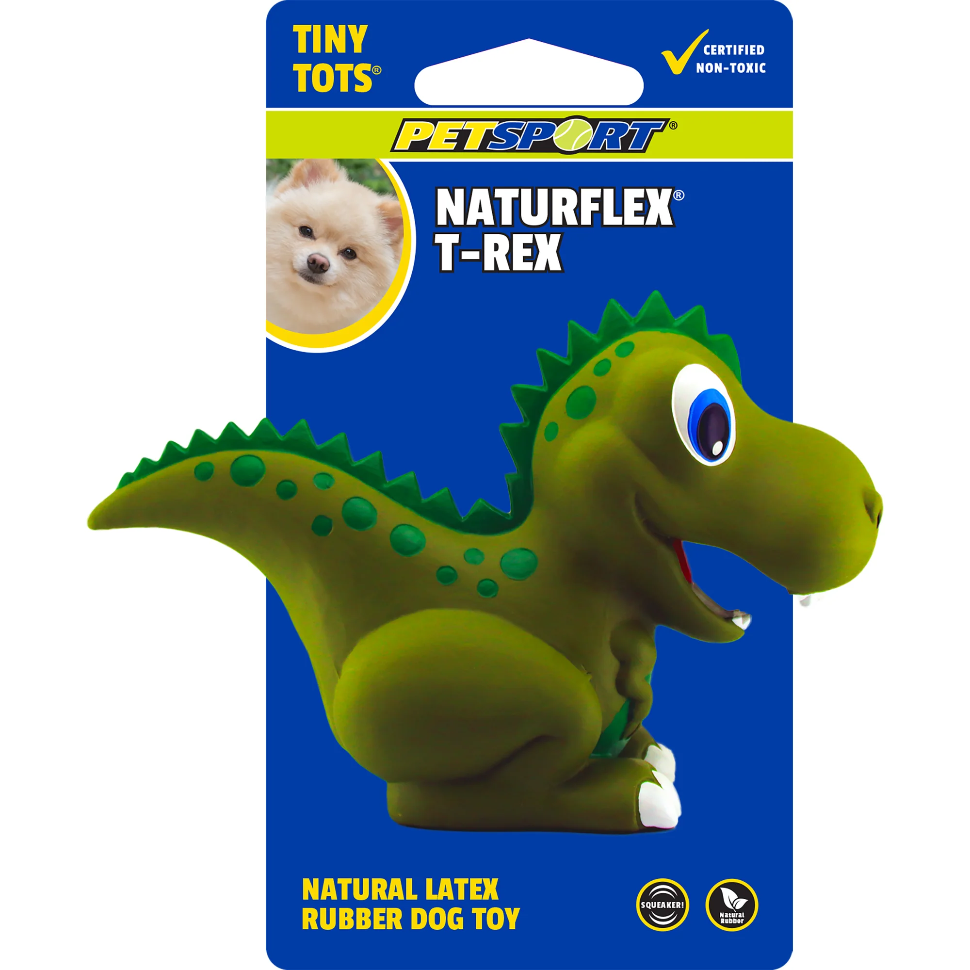 Petsport USA NaturFlex Dinosaur Latex Dog Toy T-Rex 4ea/4 in, Tiny Tot