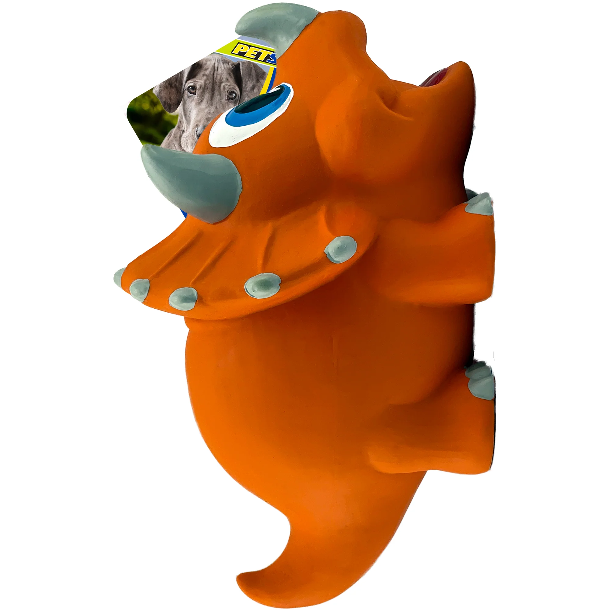 Petsport USA NaturFlex Dinosaur Latex Dog Toy Triceratops 8 in, Large