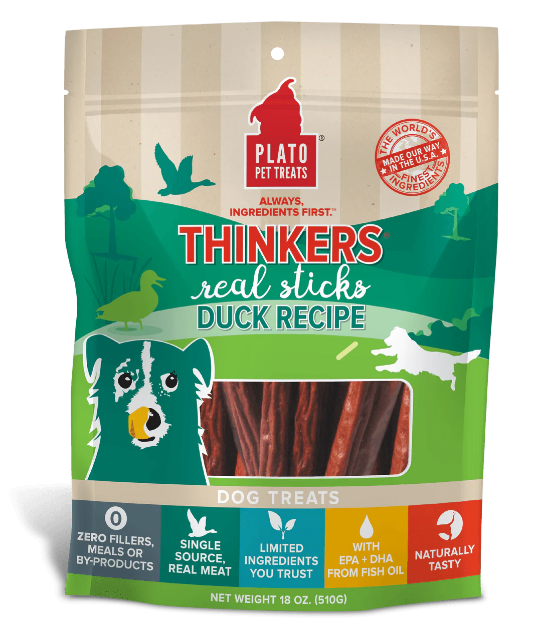 Plato Thinkers Duck Dog Treat 18oz {L+1x} 595096