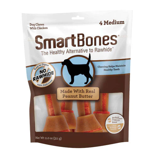 SmartBones Artificial-Free Classic Bone Chew Dog Treat Peanut Butter 11 oz 4 ct MD - Image 2