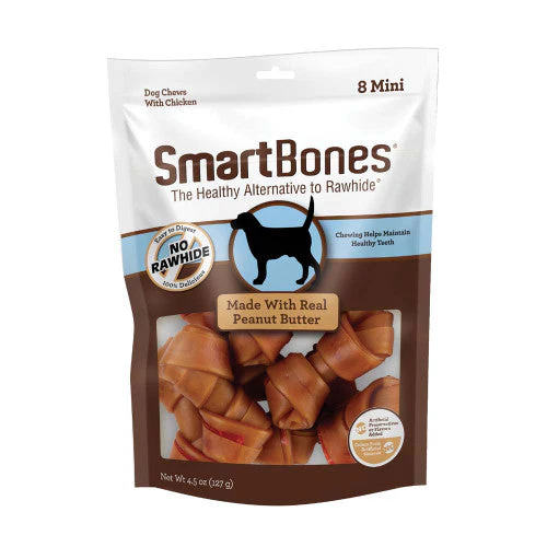 SmartBones Artificial-Free Classic Bone Chew Dog Treat Peanut Butter 4.5 oz 8 ct Mini - Image 2