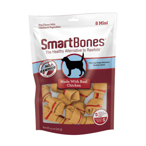 SmartBones Artificial-Free Classic Bone Chew Dog Treat Chicken 4.5 oz 8 ct Mini - Image 2