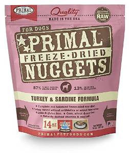 Primal Freeze Dried Nuggets Grain Free Turkey And Sardine Formula Dog Food-14-oz, Makes 3 Lbs Of Food-{L+x}