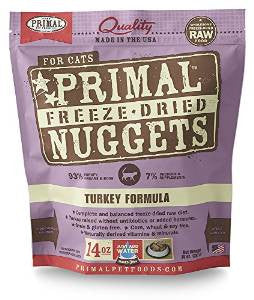 Primal Freeze Dried Nuggets Grain Free Turkey Formula Cat Food-14-oz, Makes 3 Lbs Of Food-{L+x}