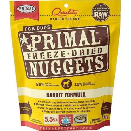Primal Freeze Dried Nuggets Grain Free Rabbit Formula Dog Food-5.5-oz-{L+x} - Image 2