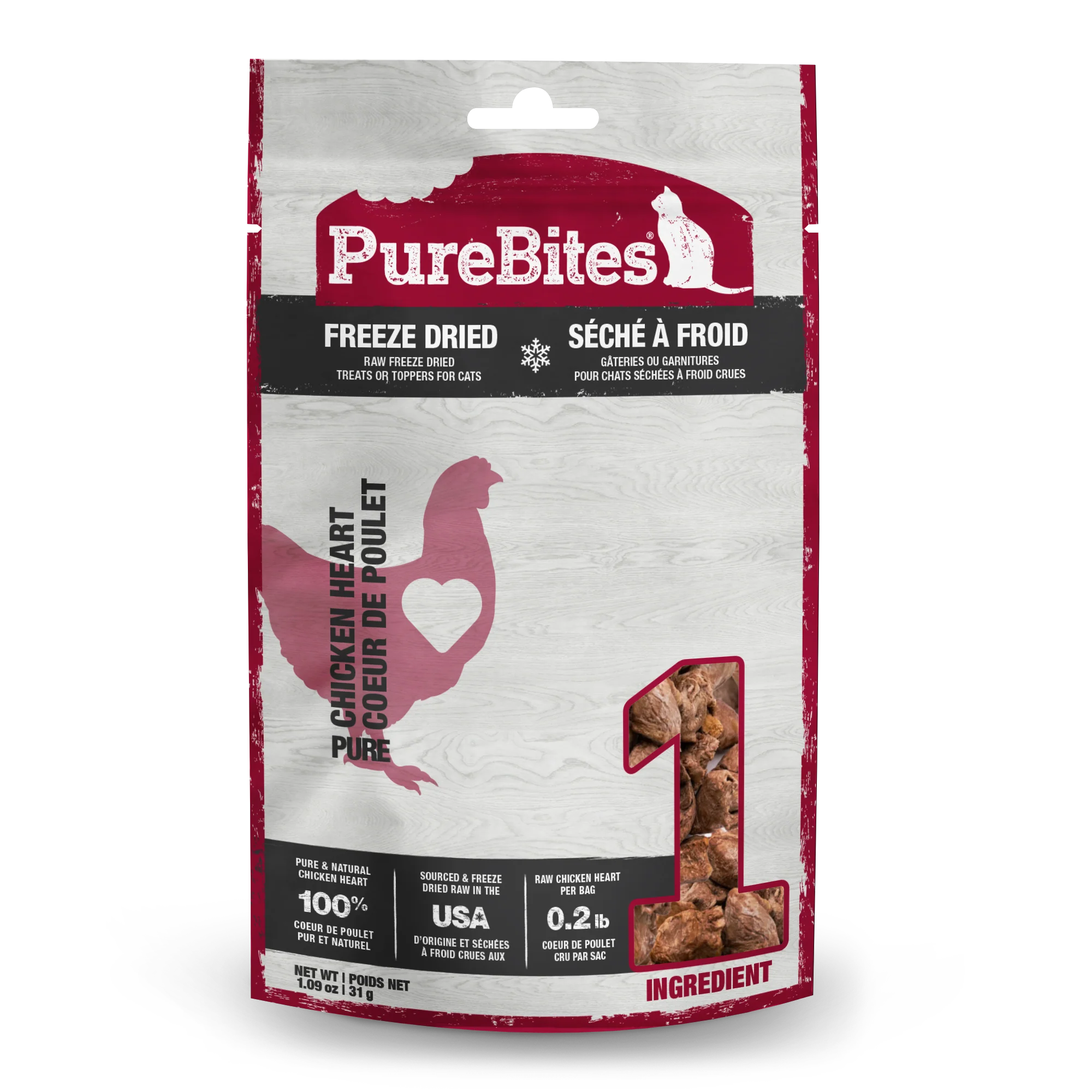 PureBites Freeze-Dried Cat Treats Chicken Heart 1.09 oz