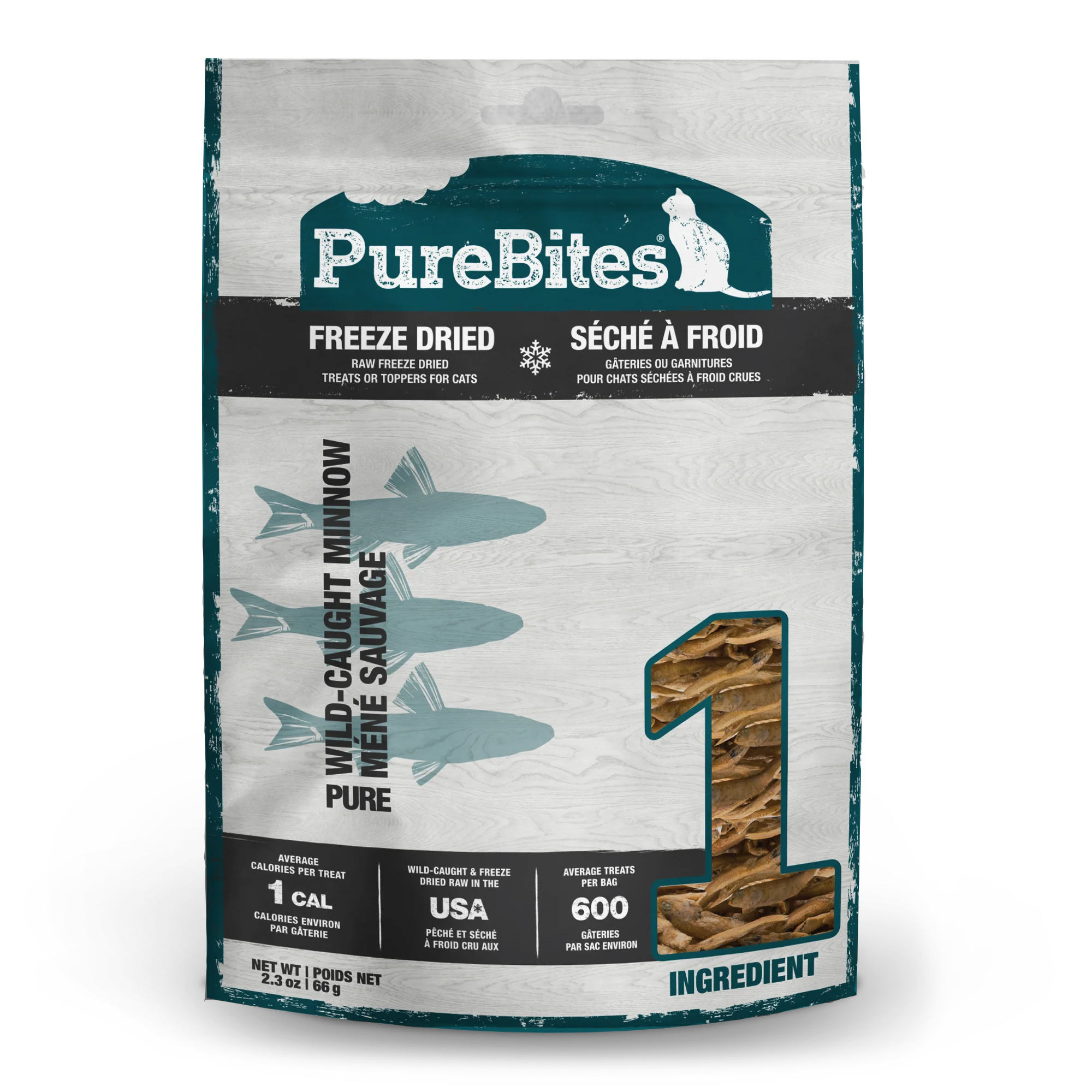 PureBites Freeze Dried Pure Cat Treats Wild-Caught Minnow 2.3 oz
