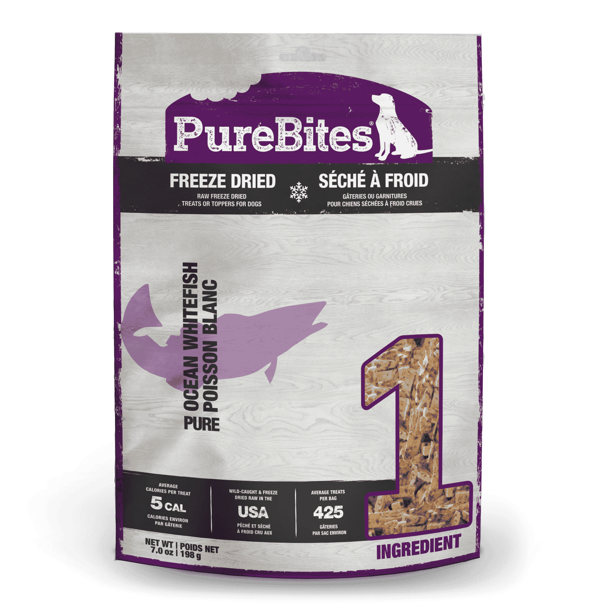 PureBites Freeze Dried Pure Dog Treats Ocean Whitefish 7 oz