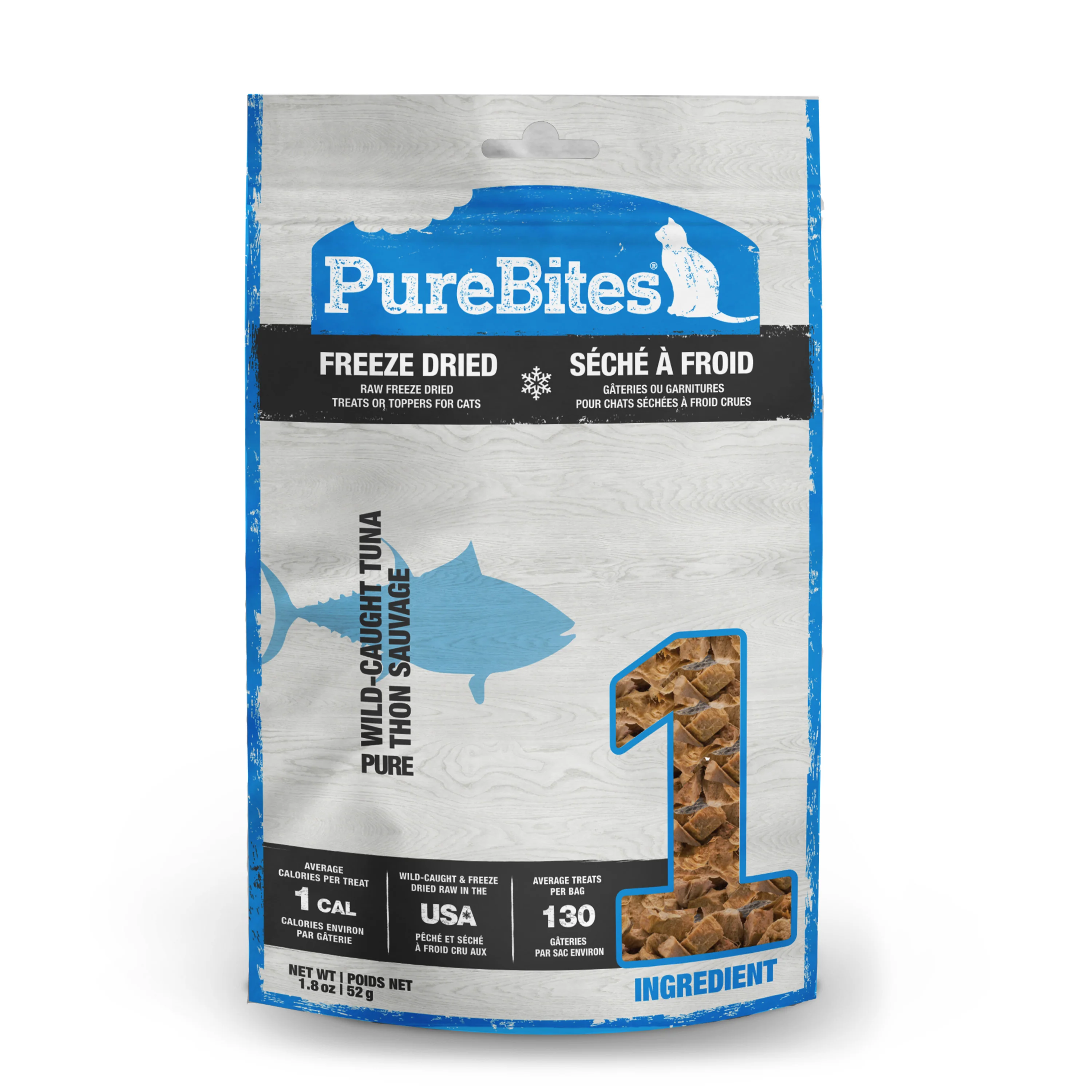 PureBites Wild Raw Freeze Dried Cat Treats Wild Caught Tuna 1.8 oz