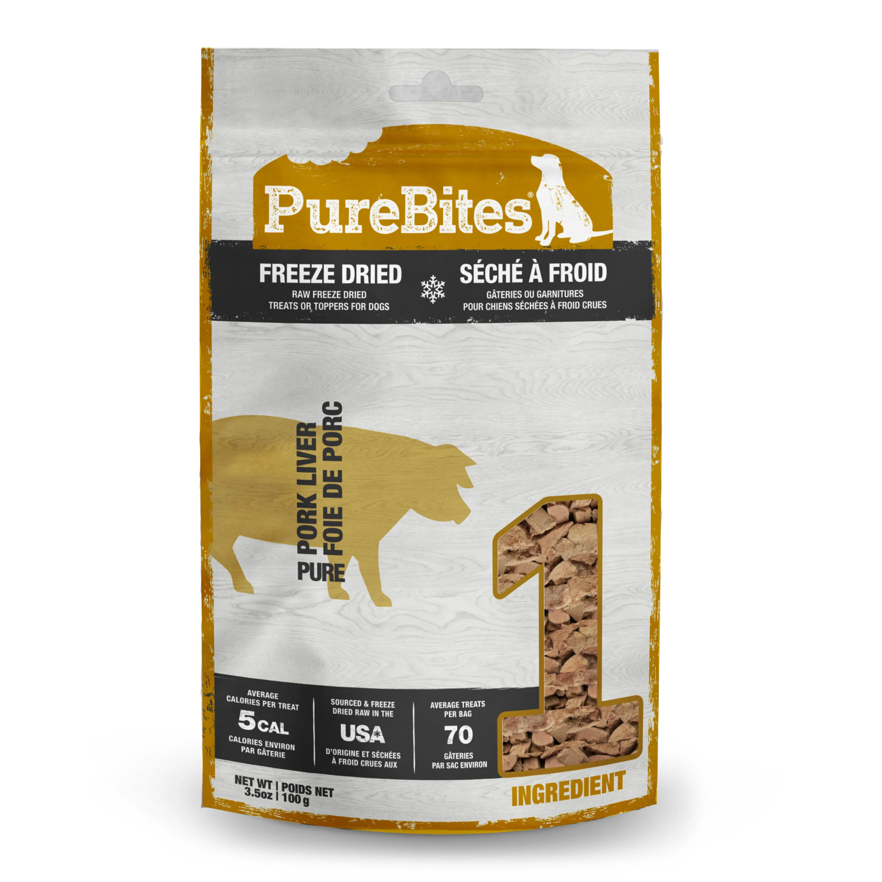 PureBites Wild Raw Freeze Dried Dog Treats Pork Liver 3.5 oz
