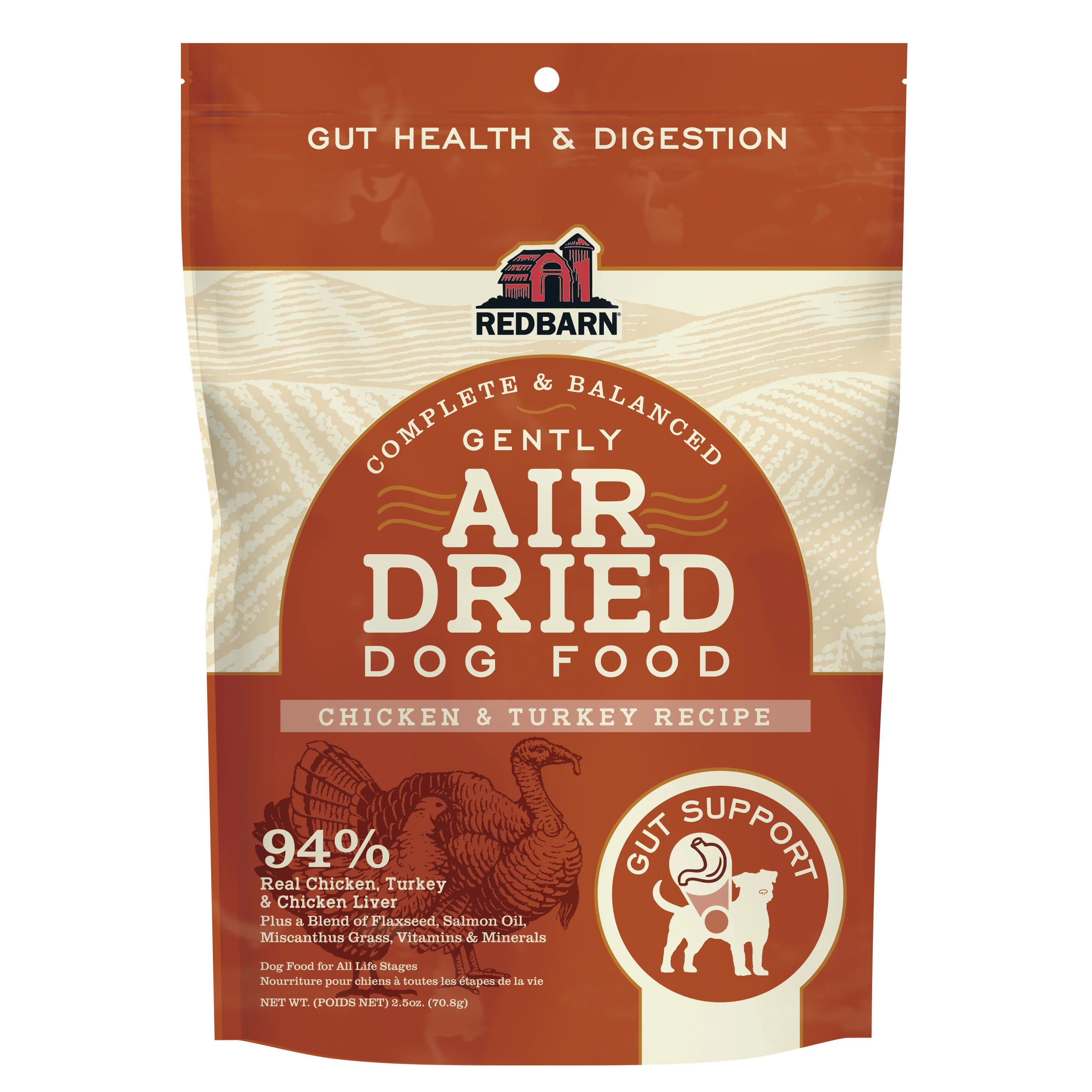 Redbarn Pet Products Air Dried Gut Support Dry Dog Food Chicken & Turkey 12ea/2.5 oz