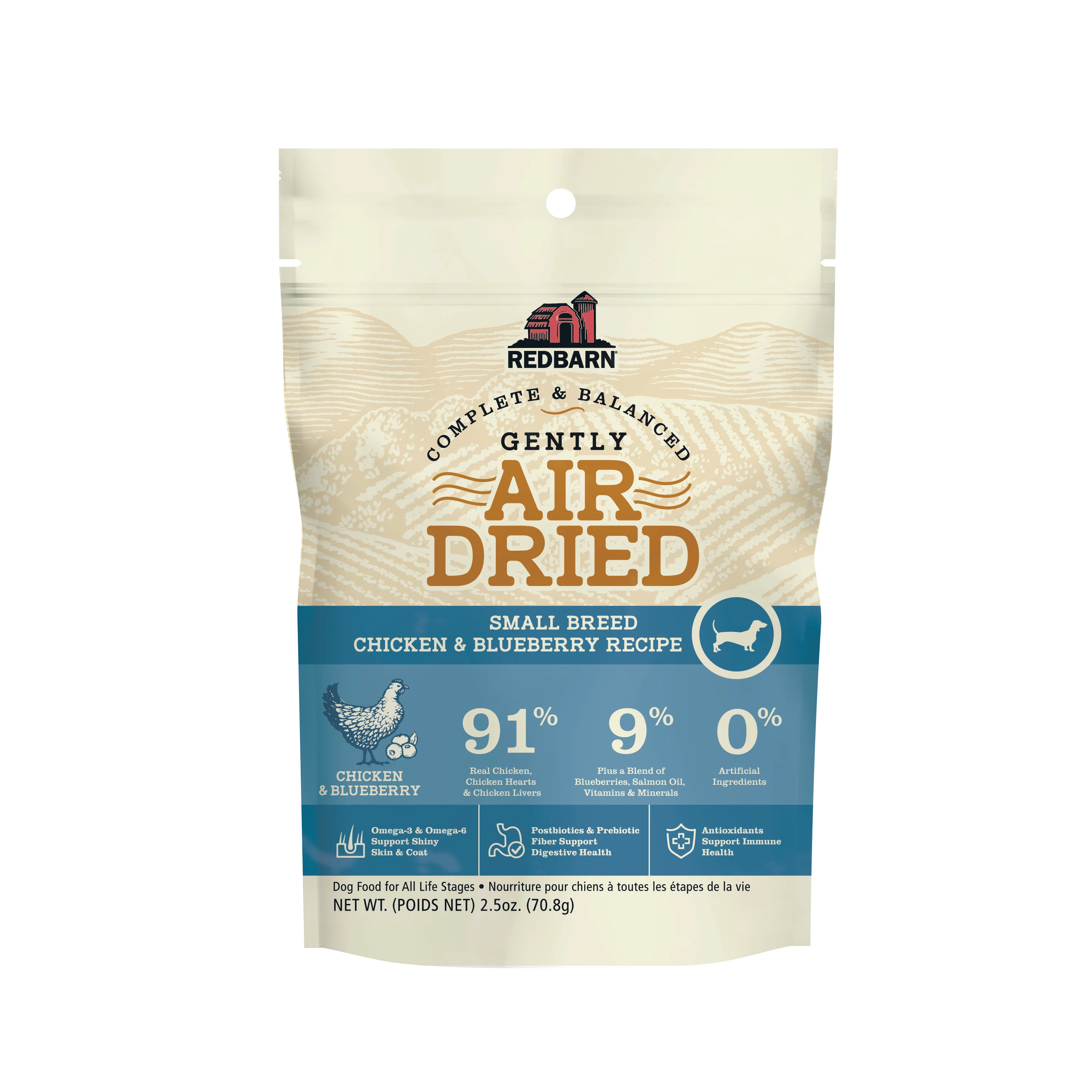 Redbarn Pet Products Air-Dried Small Breed Dog Food Chicken & Blueberry 2.5 oz