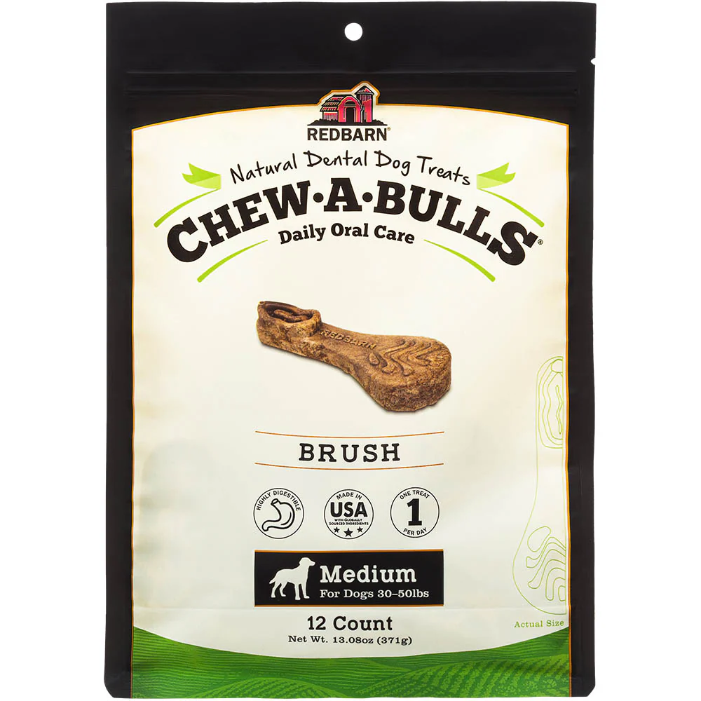 Redbarn Pet Products Chew-A-Bulls Dental Dog Treat Brush 12 pk, Medium