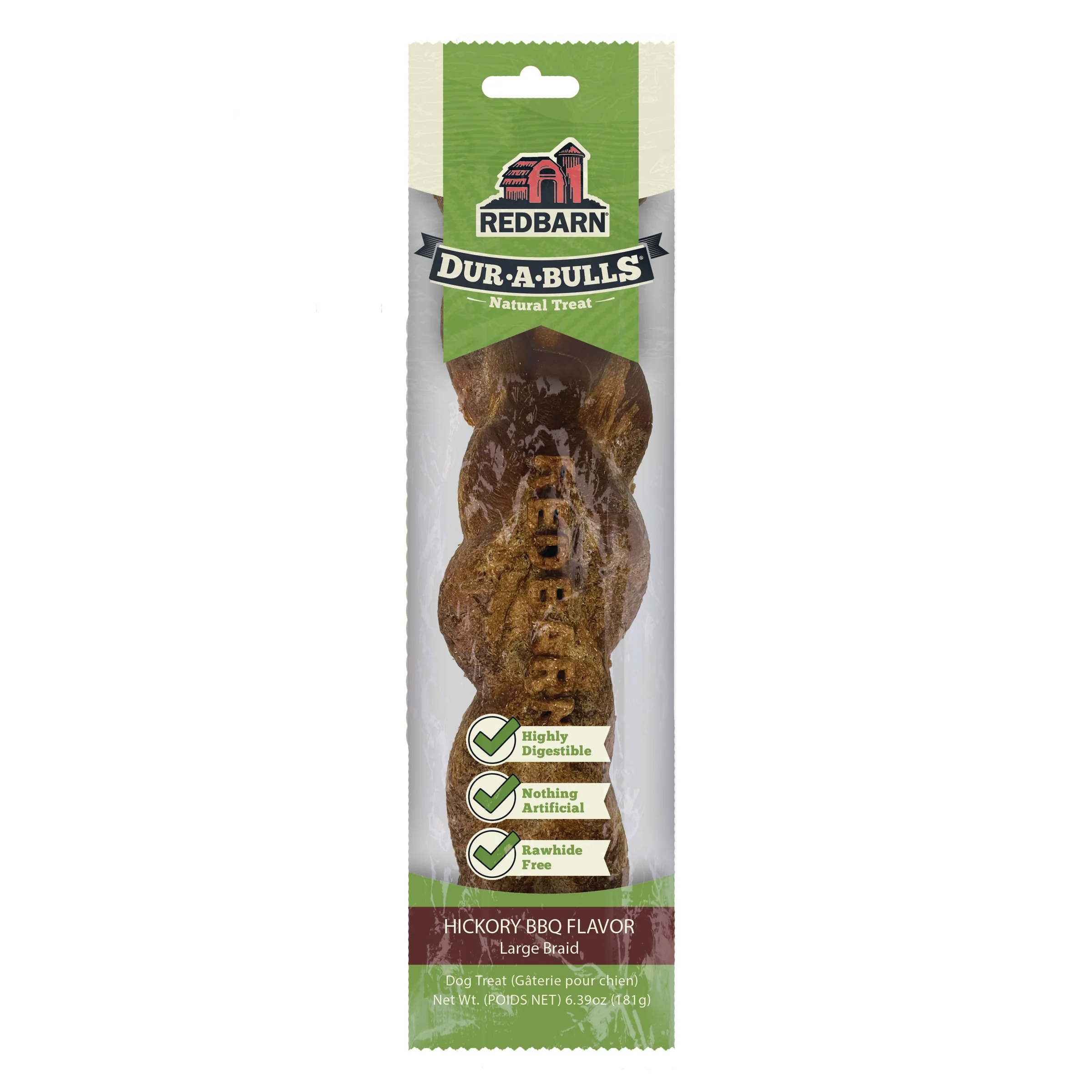 Redbarn Pet Products Dur-A-Bulls Braid Hickory BBQ 20Ct, Large