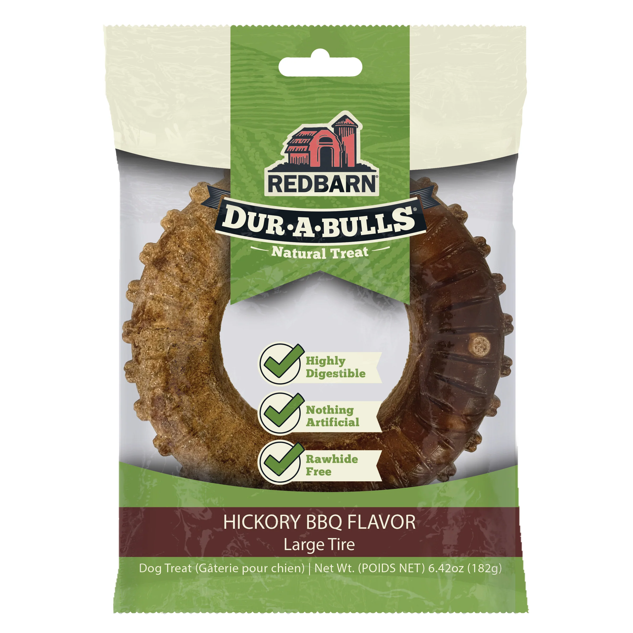 Redbarn Pet Products Dur-A-Bulls Tire Hickory BBQ 14Ct, Large