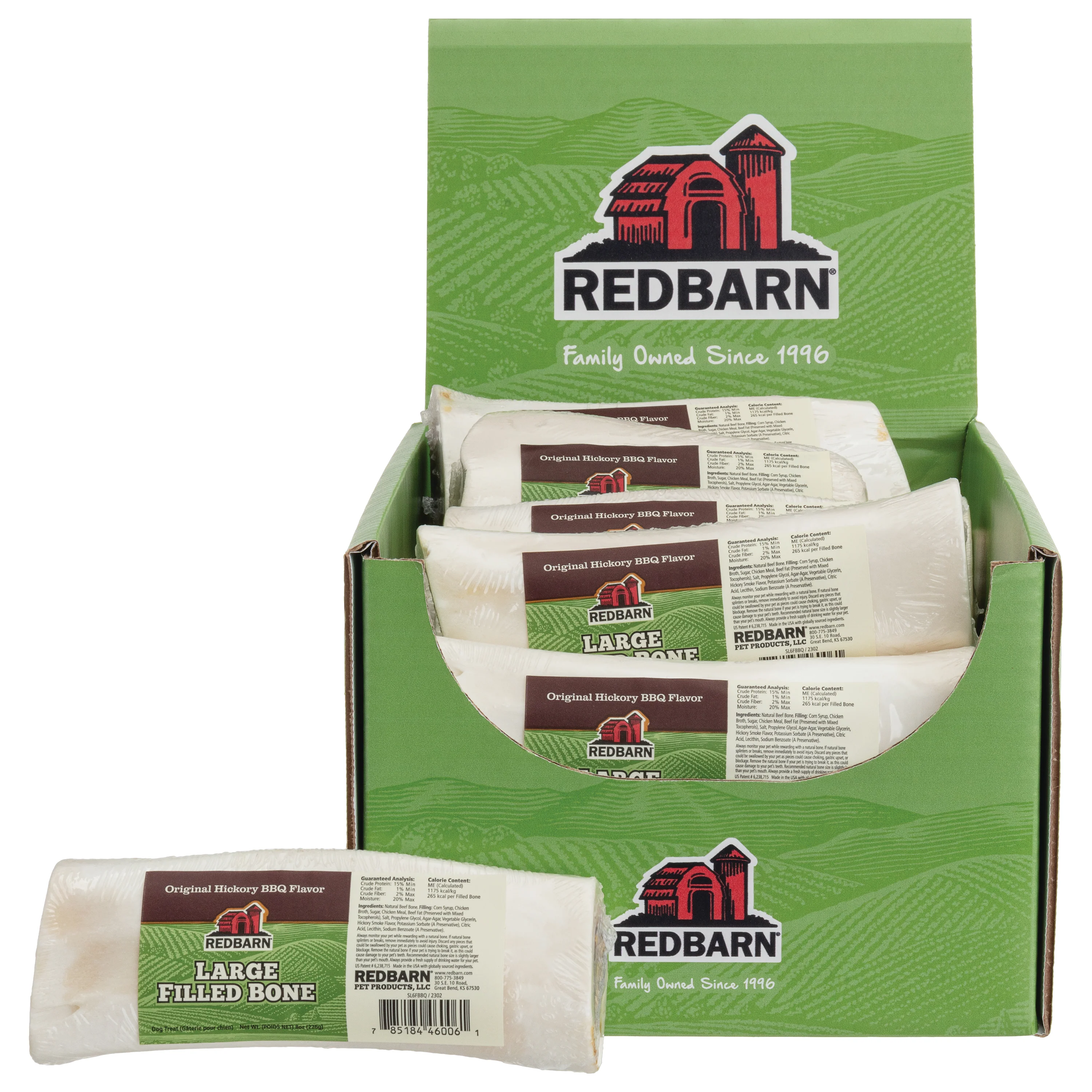 Redbarn Pet Products Filled Bone Dog Treat Original Hickory BBQ 15ea/Large, 15 ct
