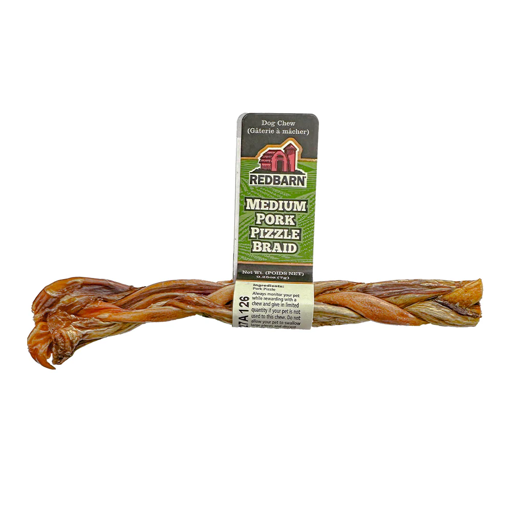 Redbarn Pet Products Pork Pizzle Braid Dog Chew 40ea/Medium, 40 ct