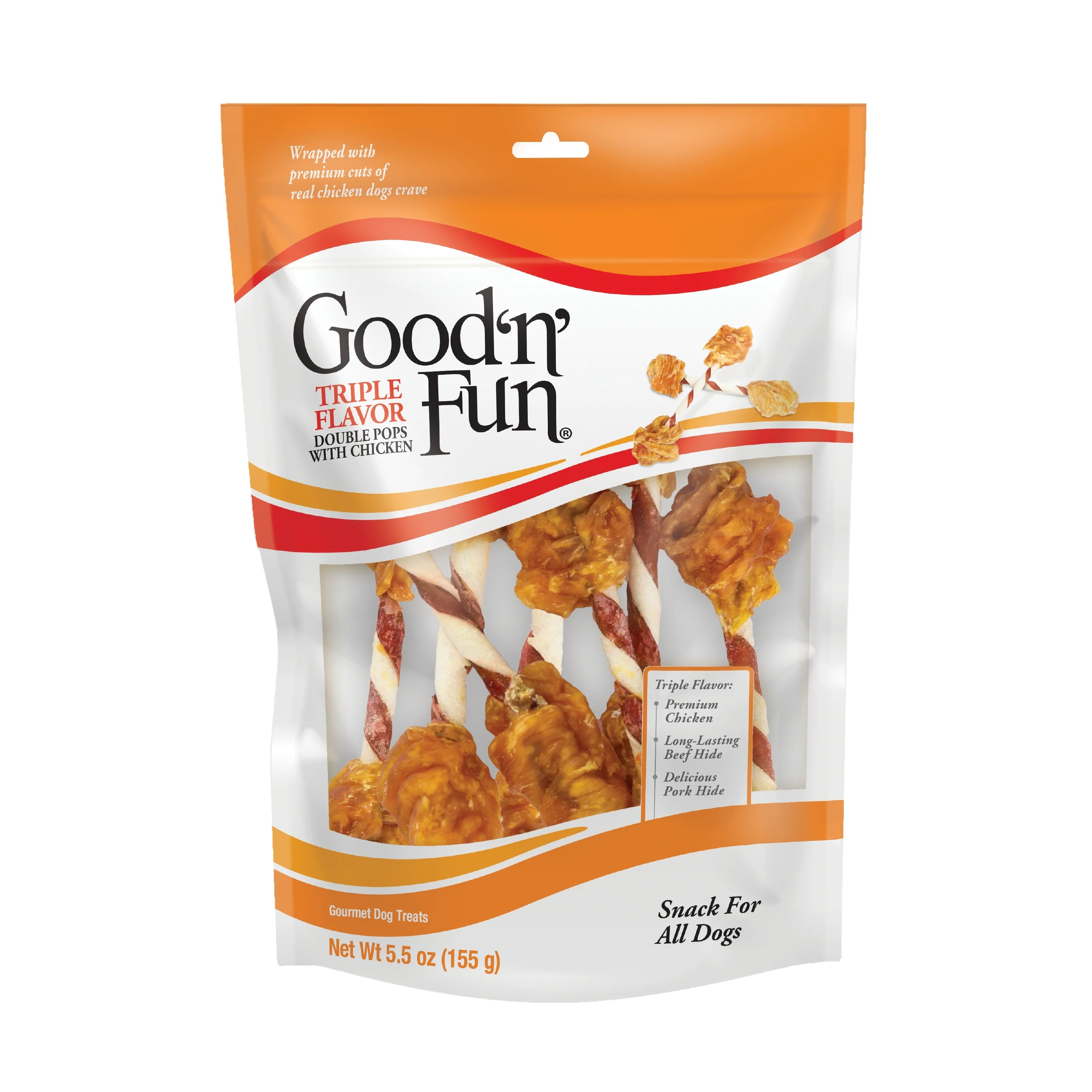 Salix Good 'n' Fun Triple Flavor Double Pops Dog Treat Chicken, Beef & Pork 5.5 oz
