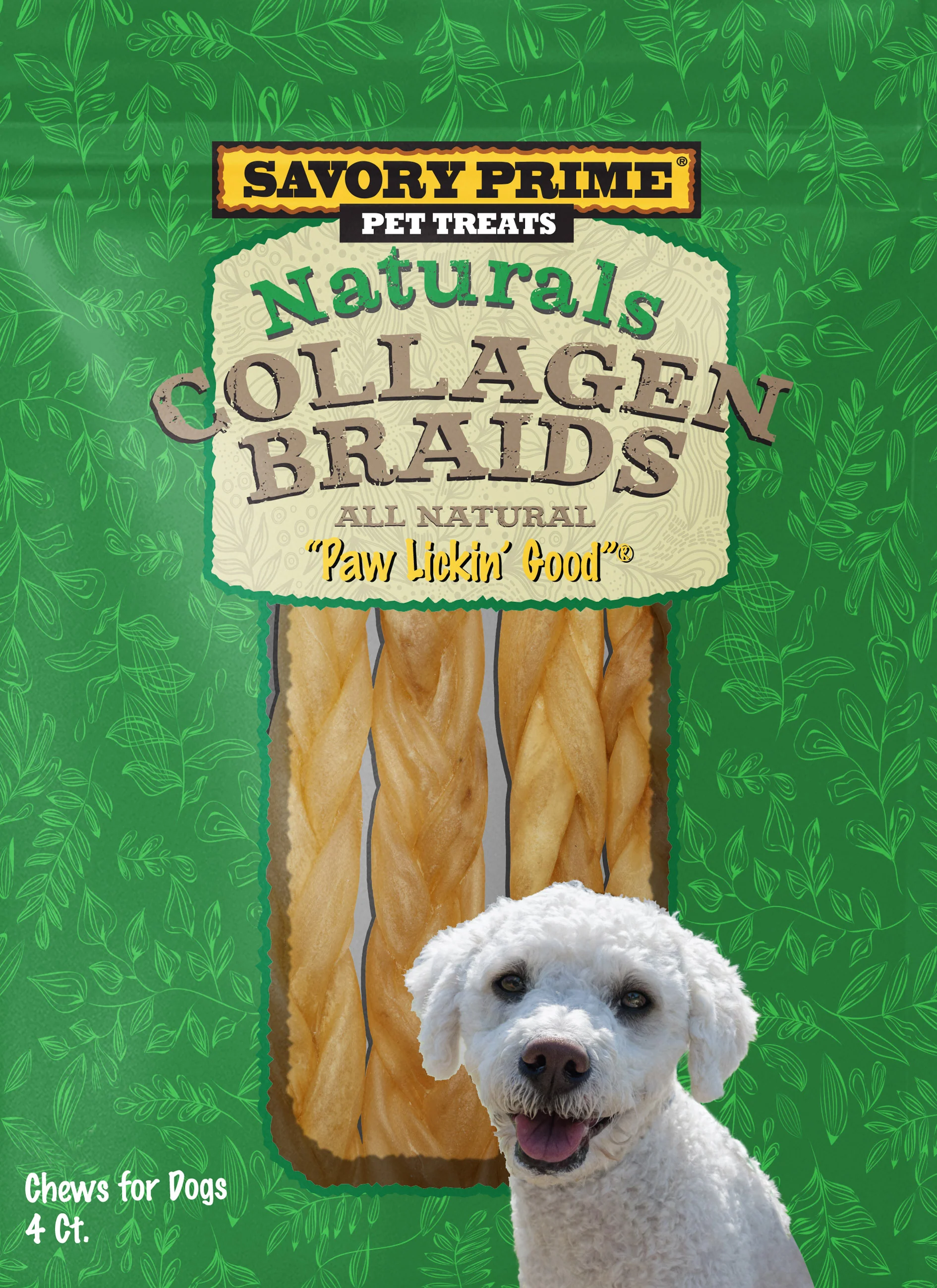 Savory Prime Naturals Collagen Braids Dog Chews 6 in, 4 ct